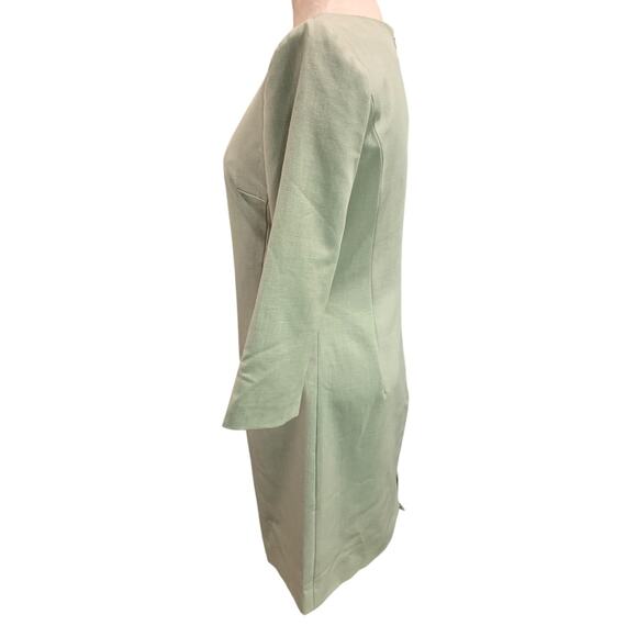 Size 6 Trio Brand Sage Green A-Line Dress Lined 3/4 Sleeve - Picture 4 of 9